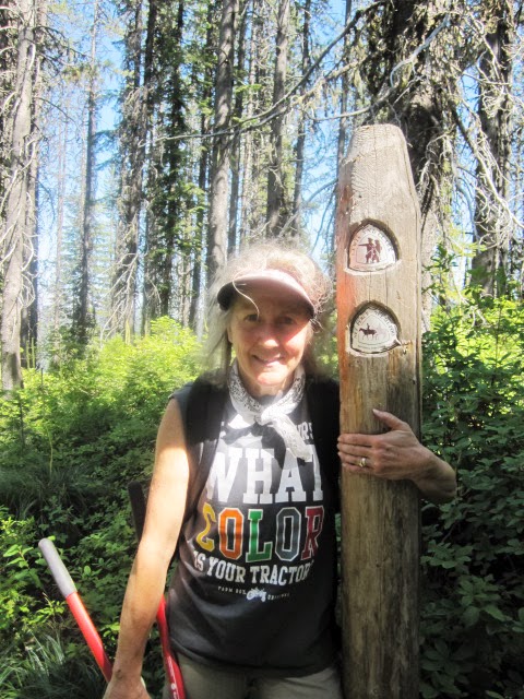 Trail worker and Lewis and Clark Trail sign