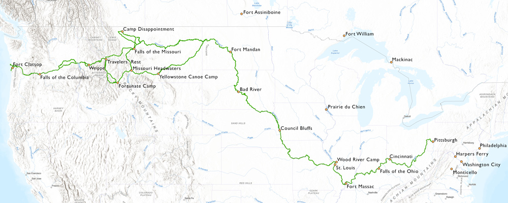 Map of the Lewis and Clark Trail