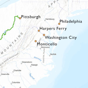 Map of Lewis and Clark on the Eastern Seaboard